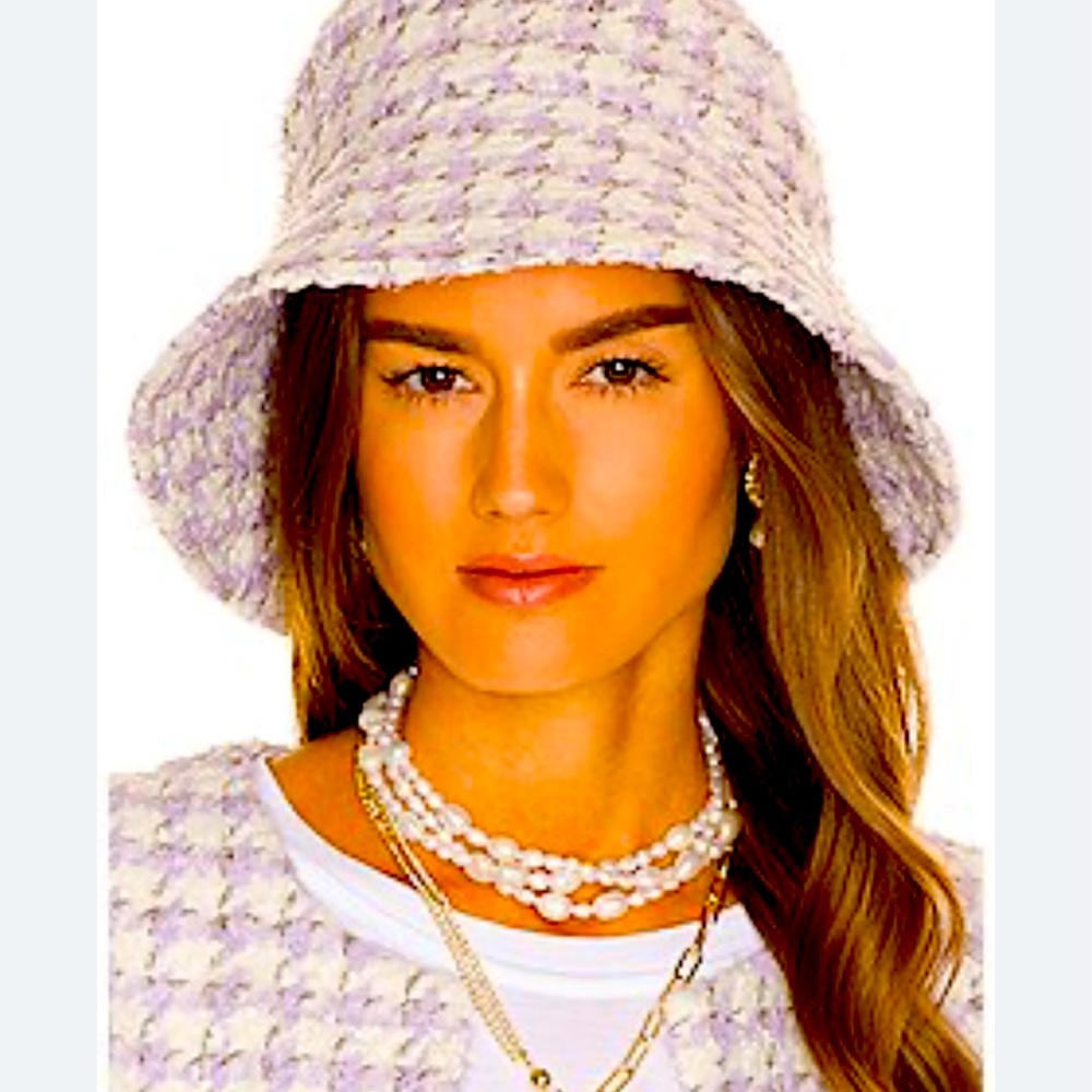 Purple tweed bucket hat from revolve
